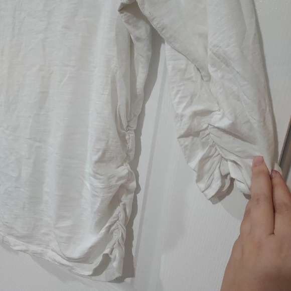 Lane Bryant Cotton Slub White Beaded Neckline 3/4 Sleeve Shirt in Size 18/20 2X - Picture 8 of 11